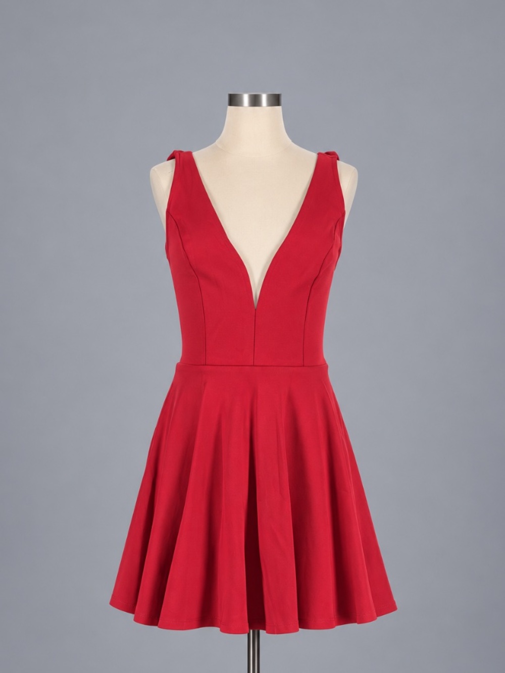Lulus Red Plunging V-Neck Fit & Flare Romper – Size XS – NWT